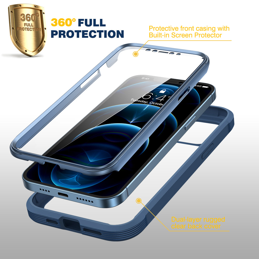 Diaclara Compatible with iPhone 11 Pro Max Case (6.5) with Built-in  Tempered Glass Screen Protector [9H Hardness] [Heavy Duty Drop Protection]  Full
