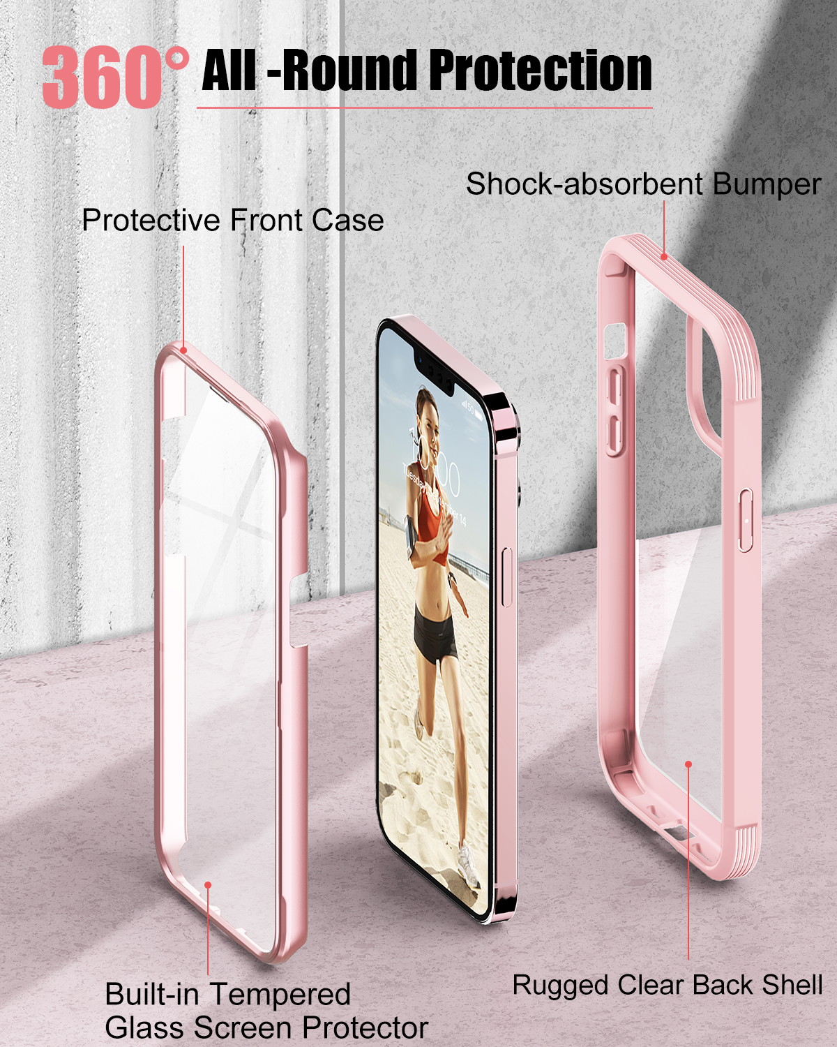 iPhone 13 Mini 360 ° Full Cover Body Case Case Protector de pantalla