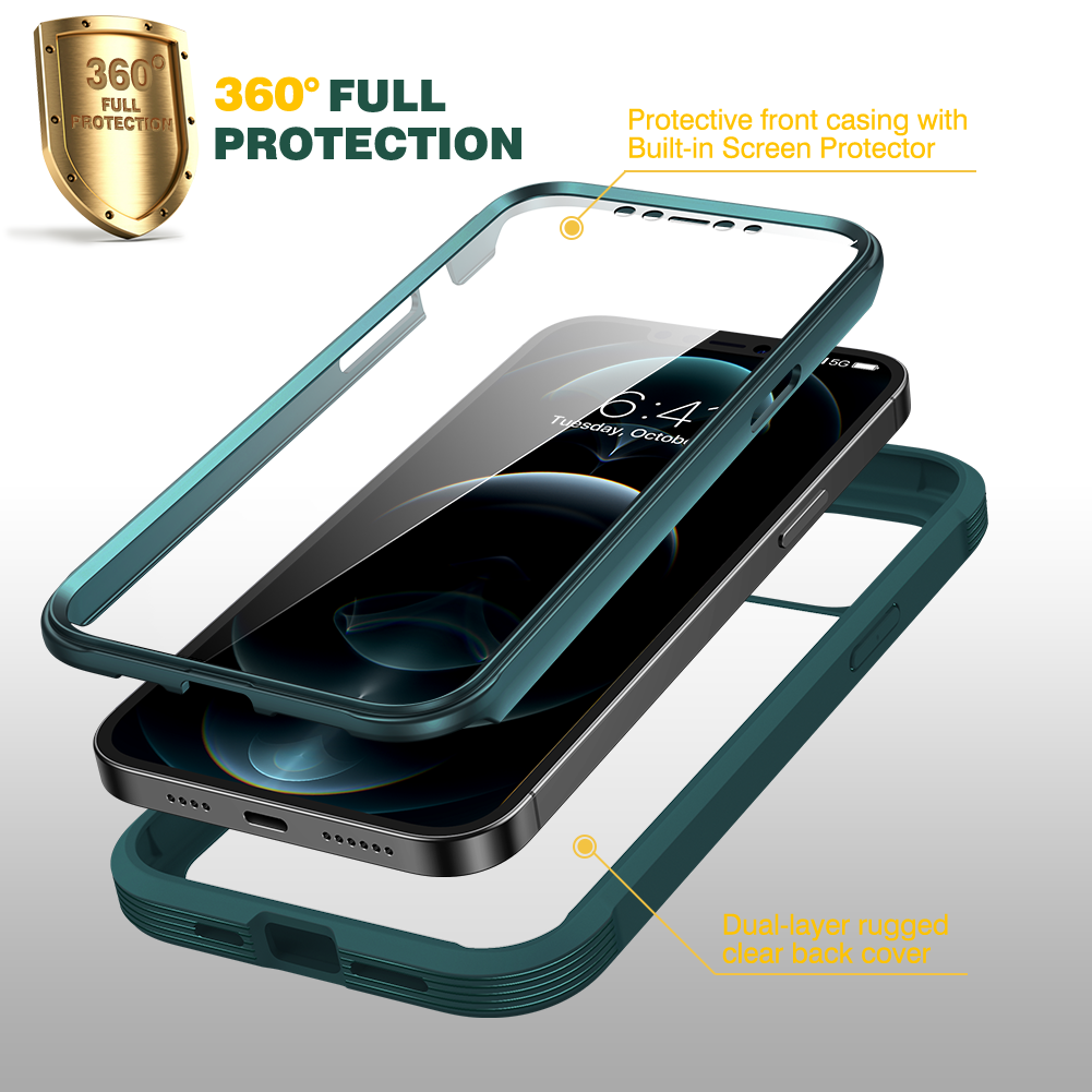 Diaclara Designed for iPhone 12/12 Pro Case, Full Body Rugged Case with  Built-in Touch Sensitive Anti-Scratch Screen Protector, Soft TPU Bumper  Case