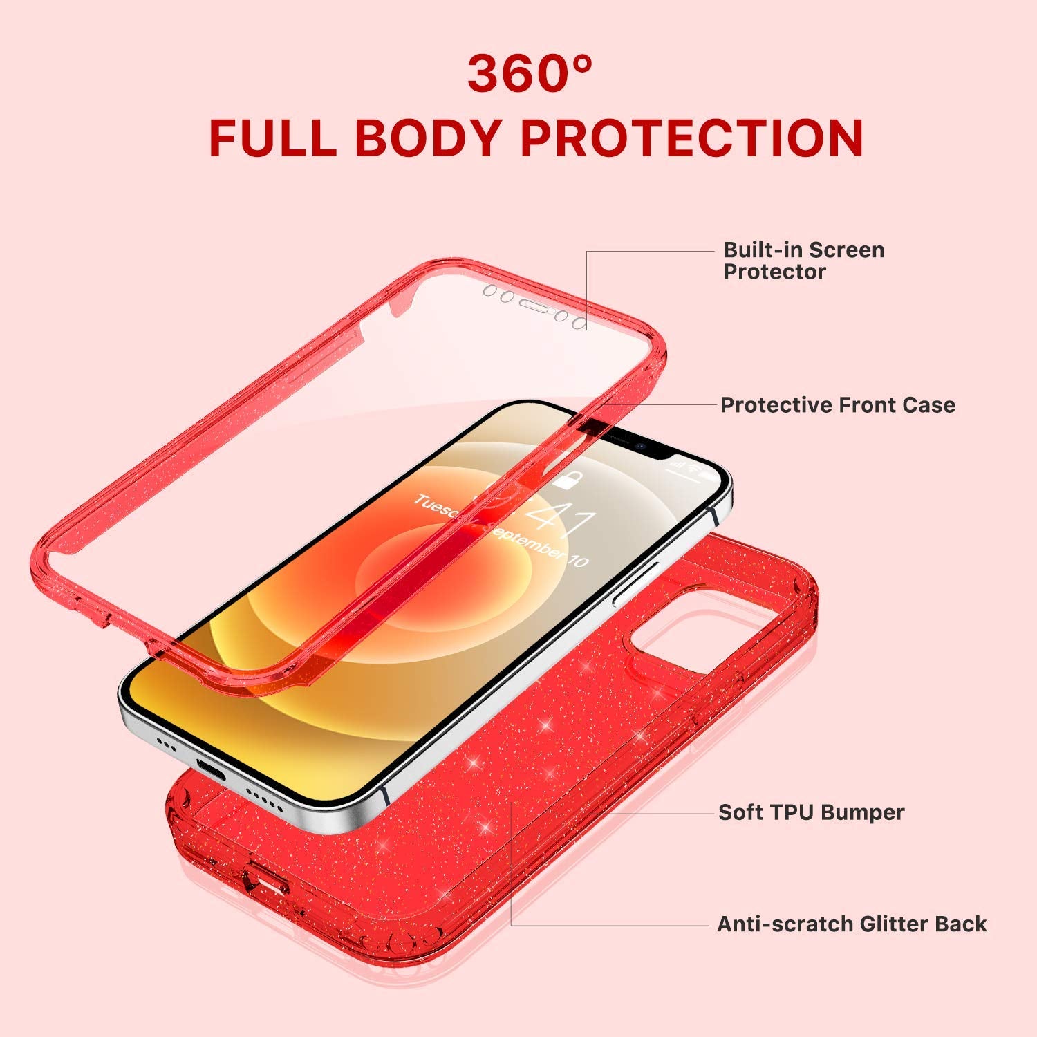 Diaclara Designed for iPhone 12 Mini Case, Full Body Rugged Case with  Built-in Touch Sensitive Anti-Scratch Screen Protector, Soft TPU Bumper  Case for