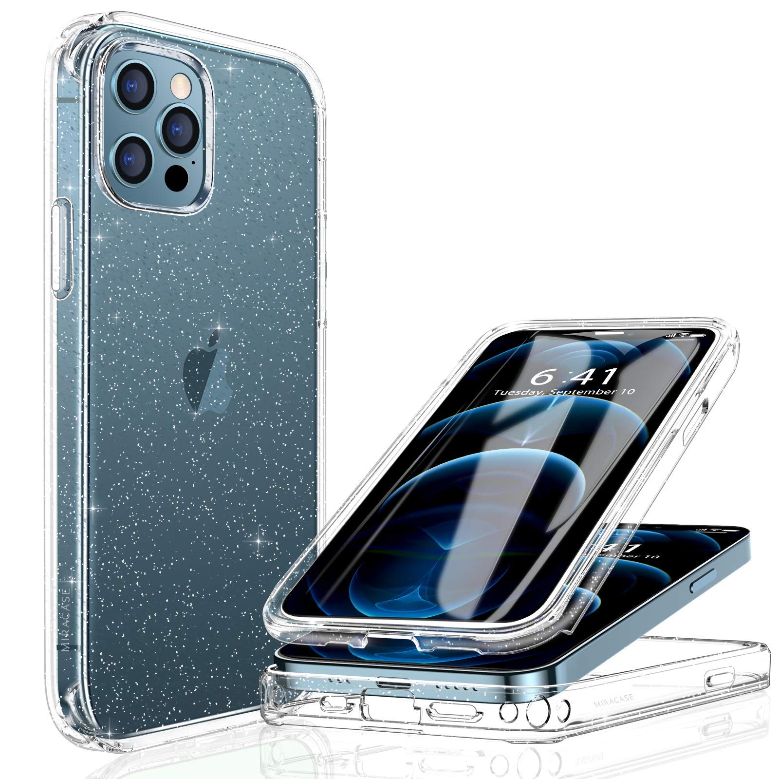 Miracase - iPhone 12 Pro Max Clear Phone Case with Tempered Glass
